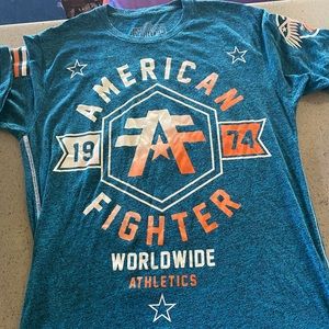 Blue American fighter silk T-shirt